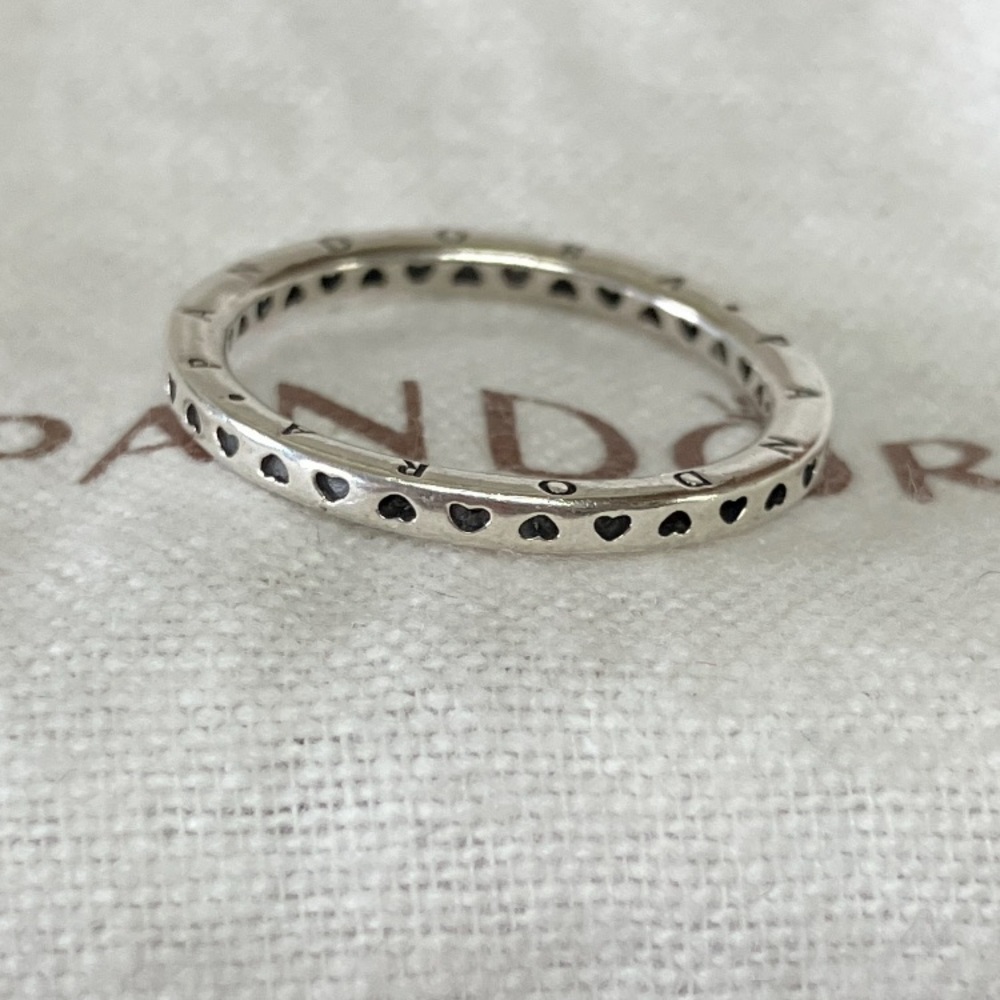 Authentic Pandora Sterling Silver Hearts Ring 60.